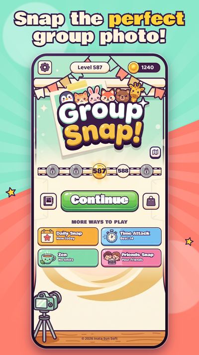 Group Snap home screen with the group photo promise