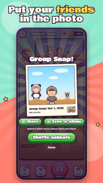 Group Snap Friends Snap polaroid with friends' faces on animals