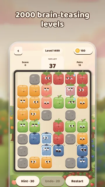 A later level with stones and frozen fruit on the tray
