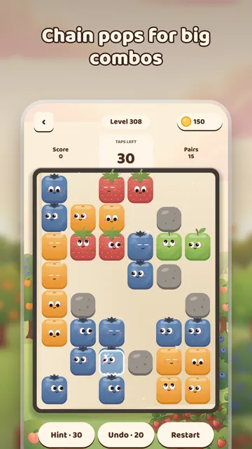 A board set up for a chain of pops